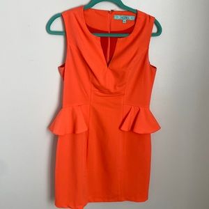 Karlie Orange Peplum Dress Size Large